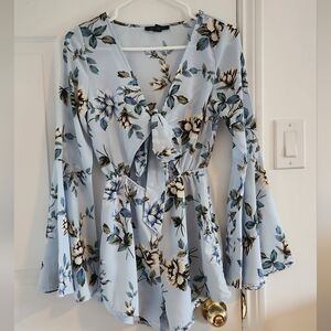 Revamped Blue and White Tie Front Blouse